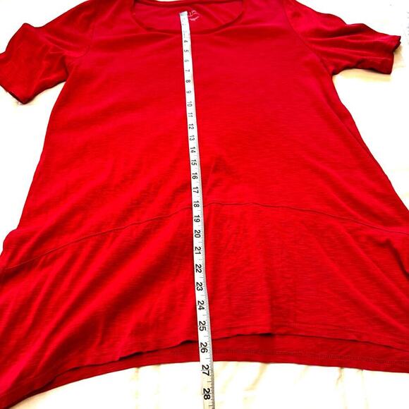 J. Jill Pima Dipped Hem Tunic in Orange/red Women's Sz M 100% Pima Cotton Knit - Picture 8 of 11